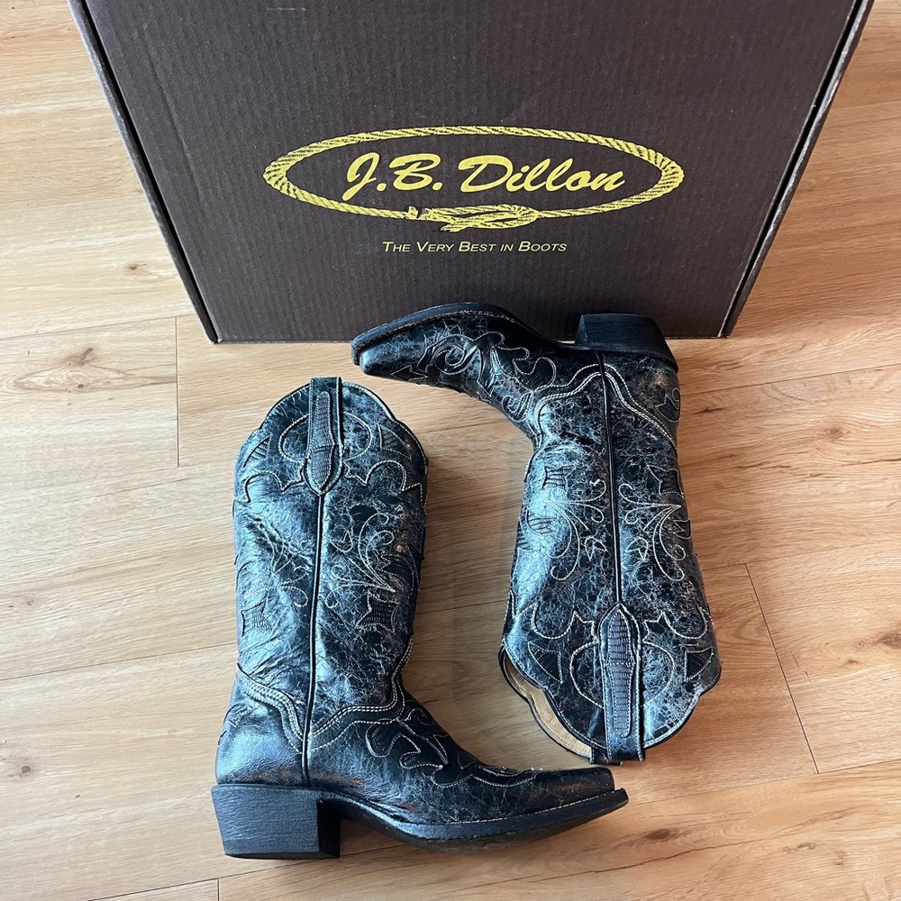 J.B. Dillion Cowgirl Cowboy Boots Western Point size 5